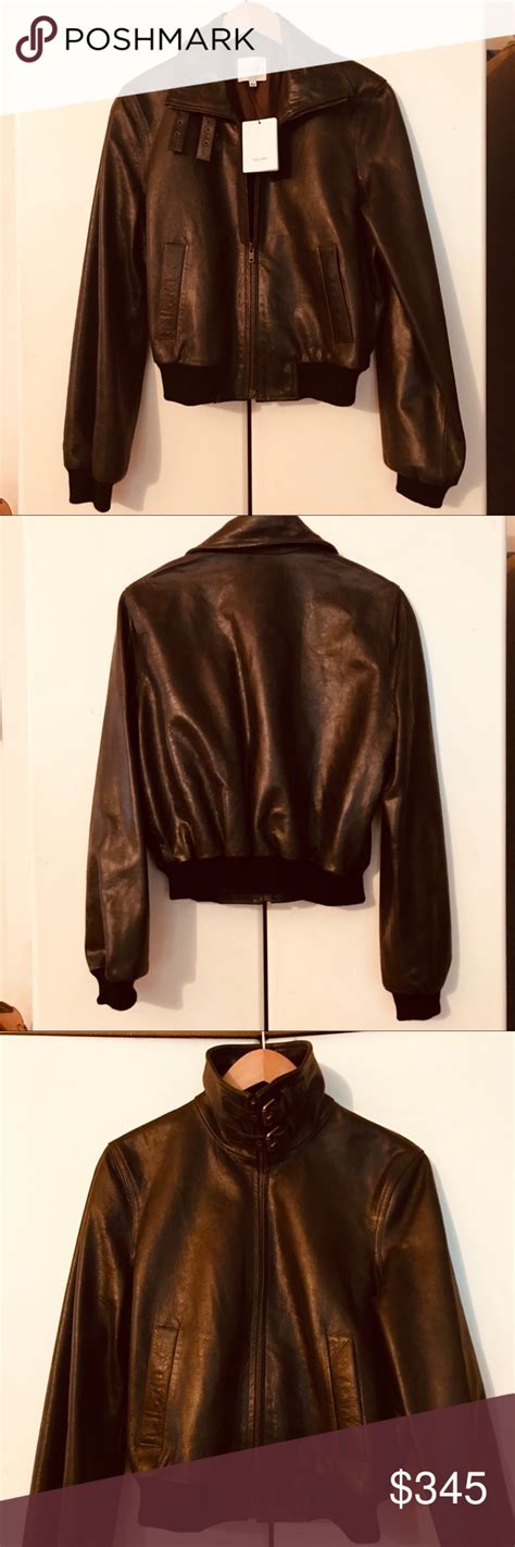 celine brown leather jacket.